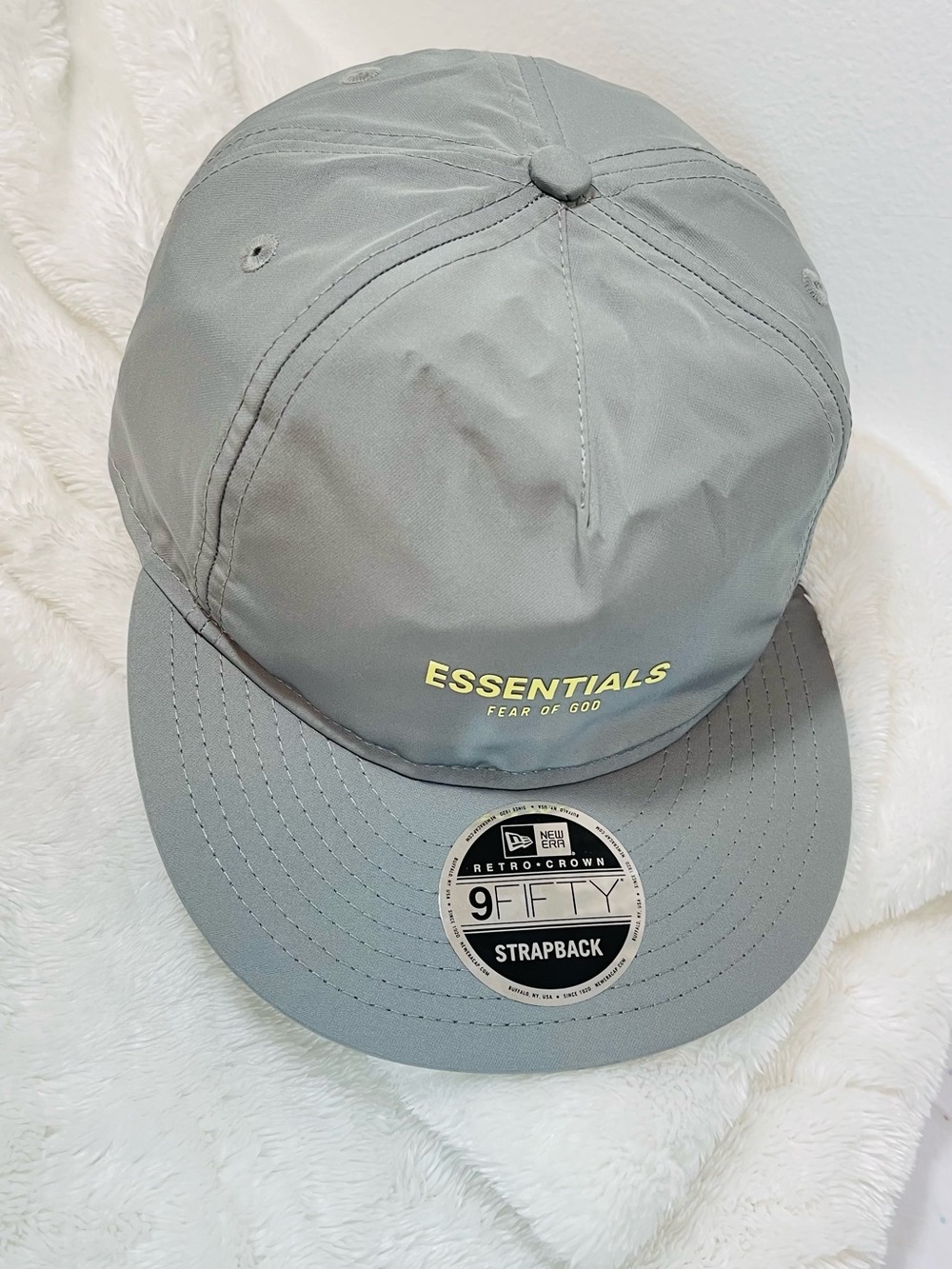 Fear of God Essentials Authentic Gray Strapback Cap